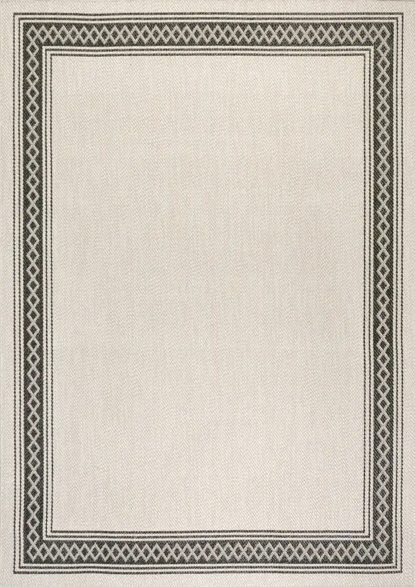 Cream And Black Indoor Outdoor Area Rug Photo 3