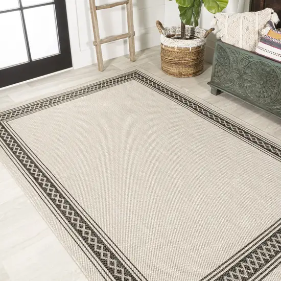 Cream And Black Indoor Outdoor Area Rug Photo 7