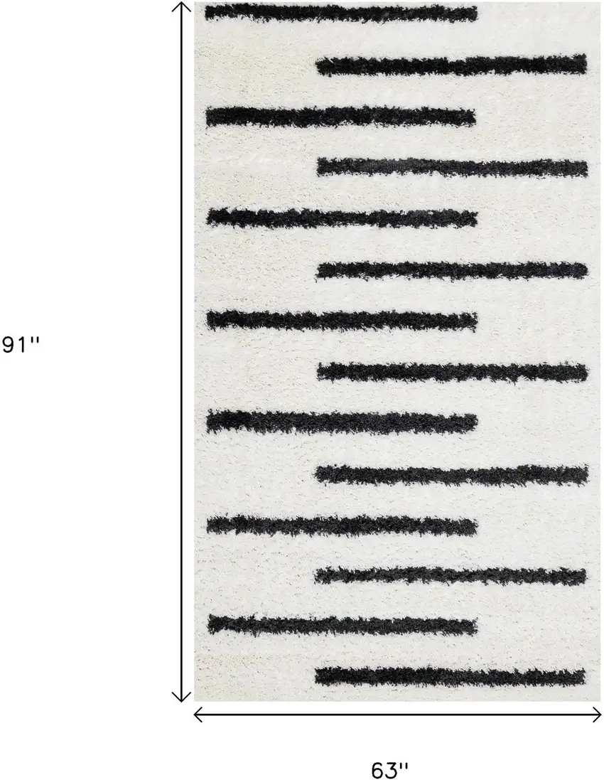 Cream And Black Striped Area Rug Photo 3