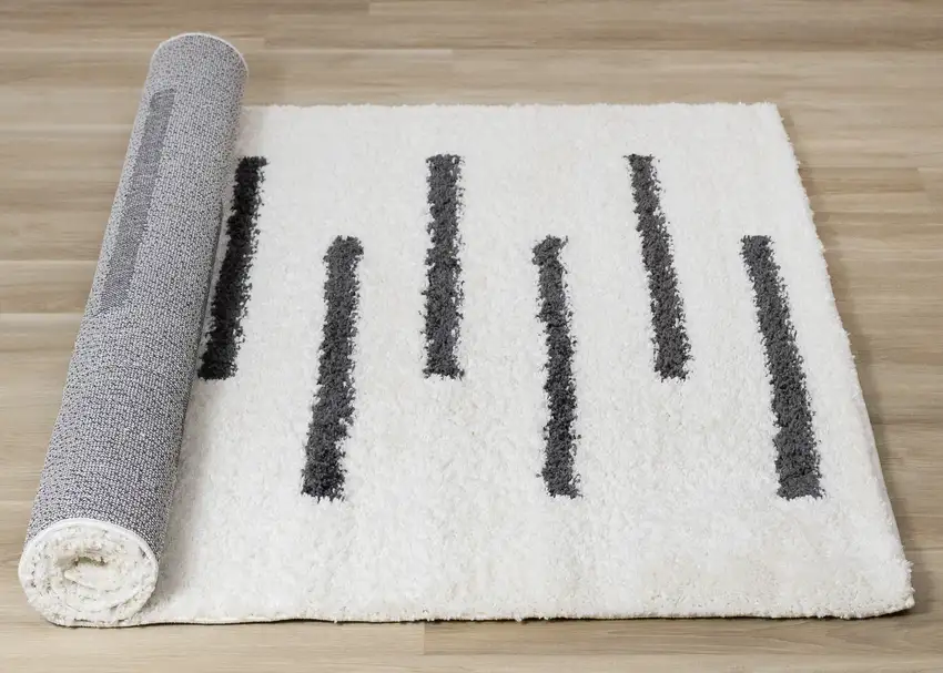 Cream And Black Striped Area Rug Photo 7