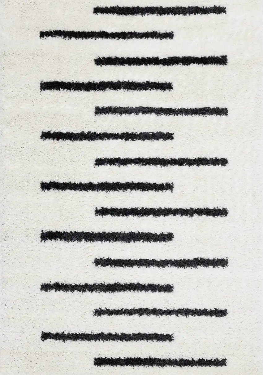 Cream And Black Striped Area Rug Photo 2