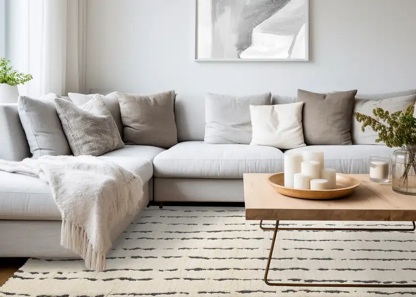 Cream And Black Striped Area Rug Photo 5