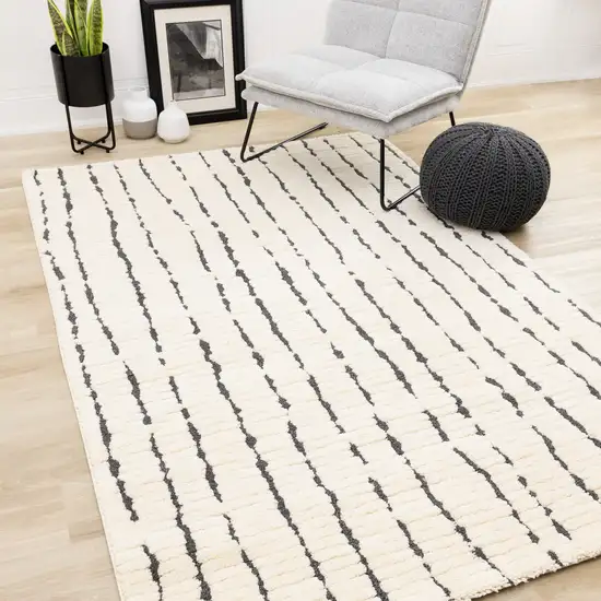 Cream And Black Striped Area Rug Photo 4