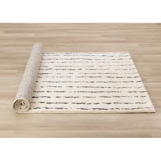 Cream And Black Striped Area Rug Photo 9