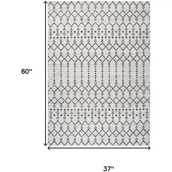 Cream And Black Trellis Indoor Outdoor Area Rug Photo 5