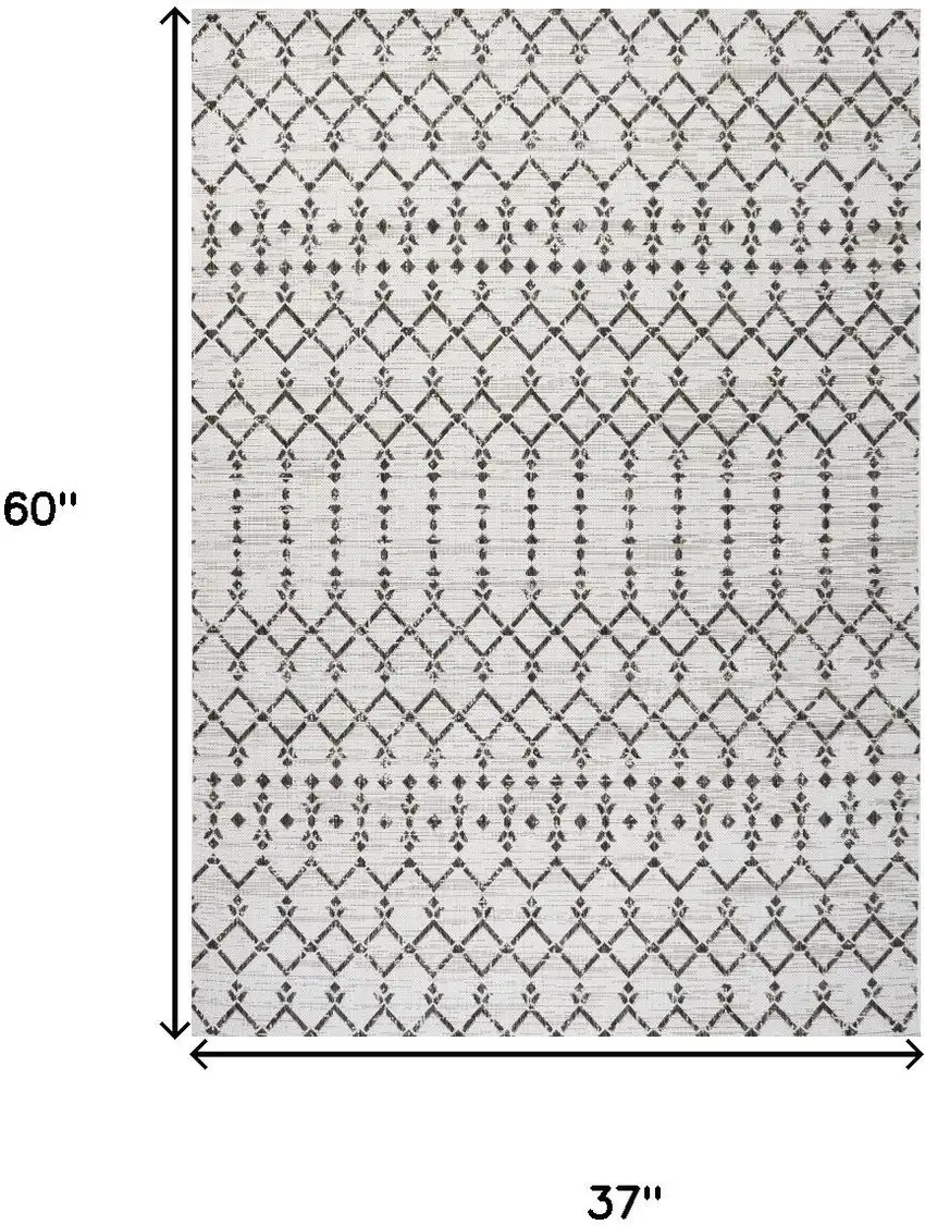 Cream And Black Trellis Indoor Outdoor Area Rug Photo 5
