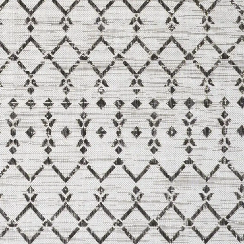 Cream And Black Trellis Indoor Outdoor Area Rug Photo 2