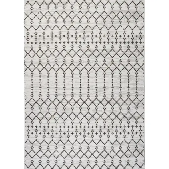 Cream And Black Trellis Indoor Outdoor Area Rug Photo 2