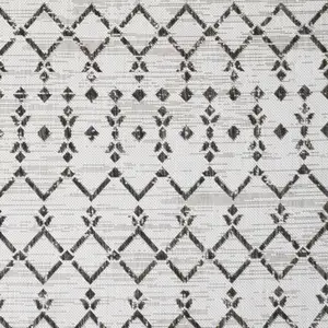 Photo of Cream And Black Trellis Indoor Outdoor Area Rug