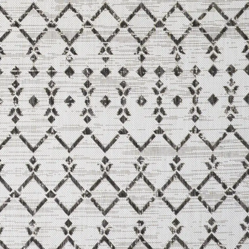 Cream And Black Trellis Indoor Outdoor Area Rug Photo 2