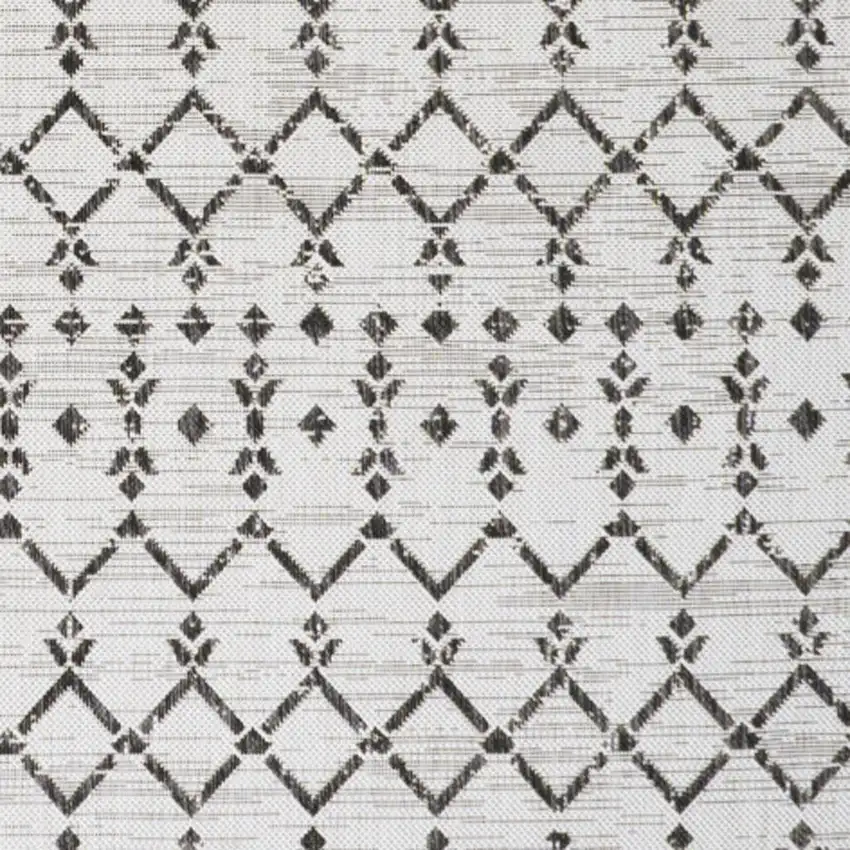Cream And Black Trellis Indoor Outdoor Area Rug Photo 2