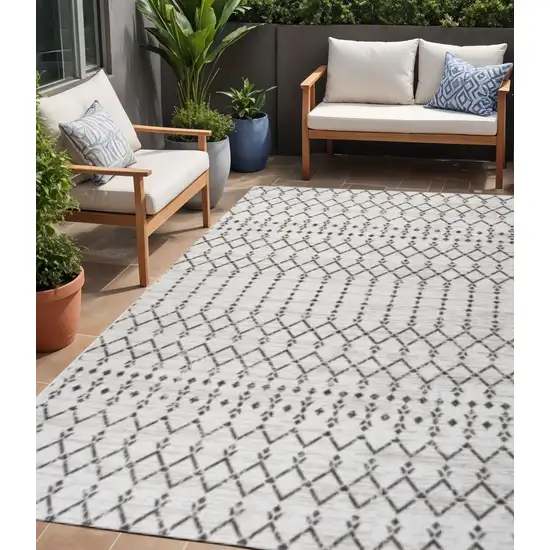 Cream And Black Trellis Indoor Outdoor Area Rug Photo 1