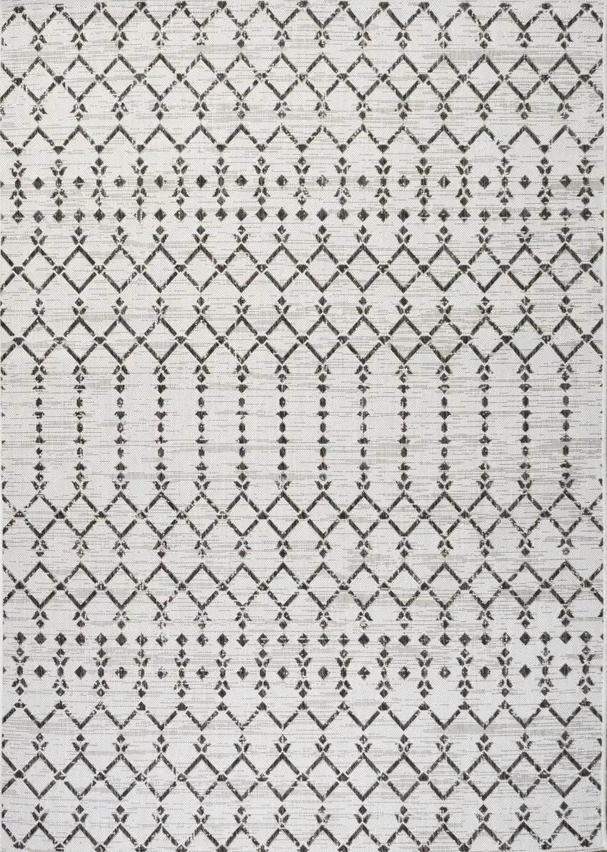 Cream And Black Trellis Indoor Outdoor Area Rug Photo 1