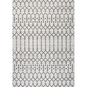 Photo of Cream And Black Trellis Indoor Outdoor Area Rug