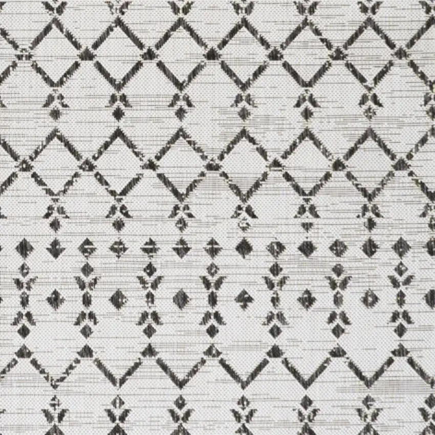 Cream And Black Trellis Indoor Outdoor Area Rug Photo 2