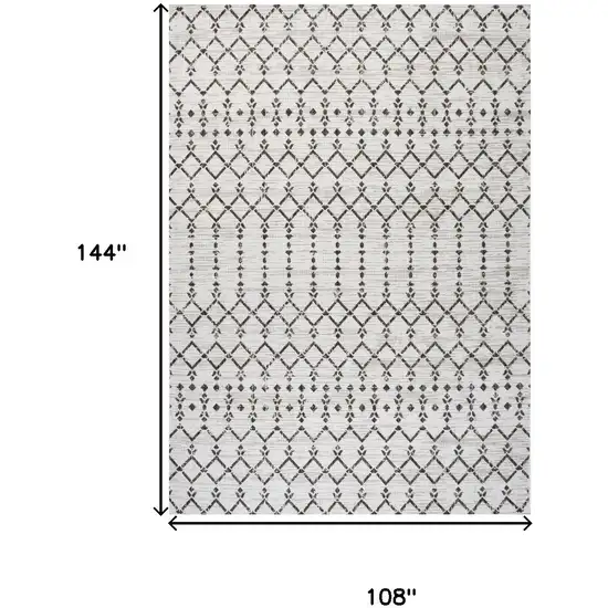 Cream And Black Trellis Indoor Outdoor Area Rug Photo 5