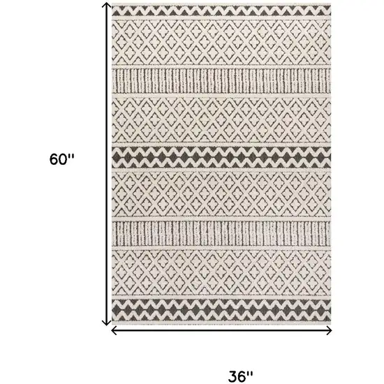 Cream And Black Trellis Indoor Outdoor Area Rug Photo 5