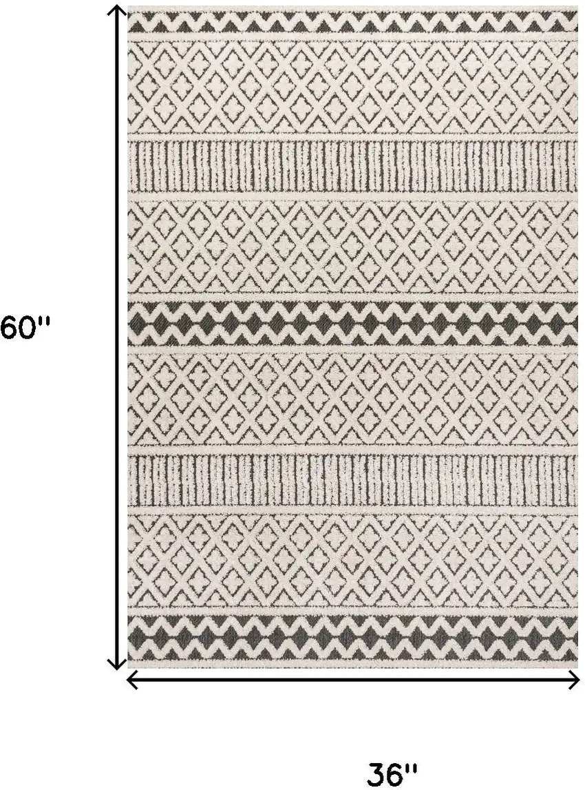 Cream And Black Trellis Indoor Outdoor Area Rug Photo 5