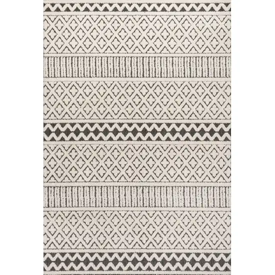 Cream And Black Trellis Indoor Outdoor Area Rug Photo 1