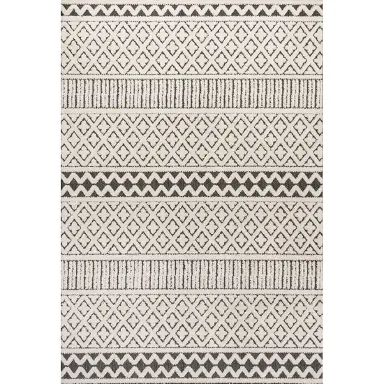 Cream And Black Trellis Indoor Outdoor Area Rug Photo 3
