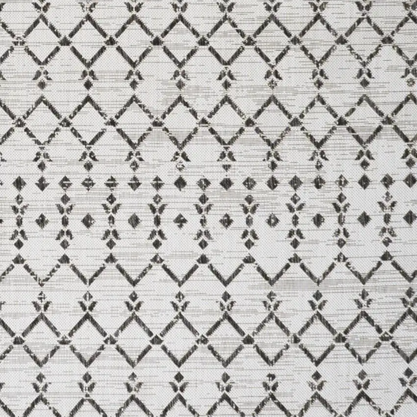 Cream And Black Trellis Indoor Outdoor Area Rug Photo 3