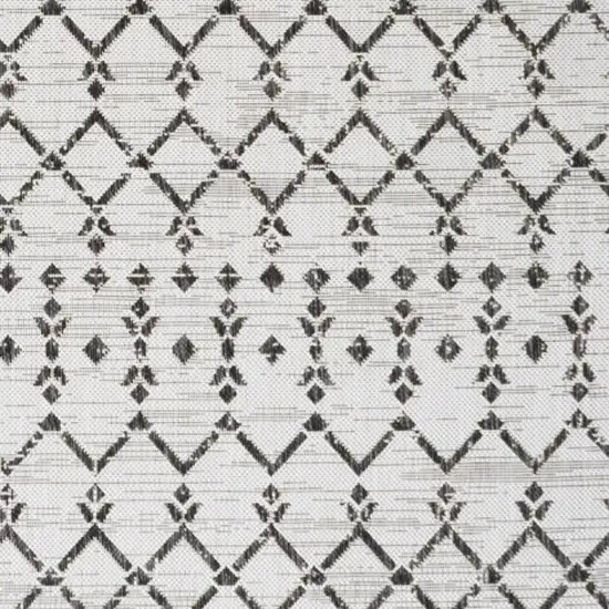 Cream And Black Trellis Indoor Outdoor Area Rug Photo 2