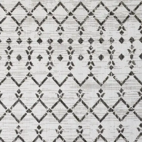 Cream And Black Trellis Indoor Outdoor Area Rug Photo 2