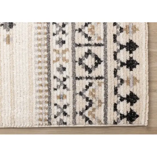 Cream And Black Tribal Area Rug Photo 8