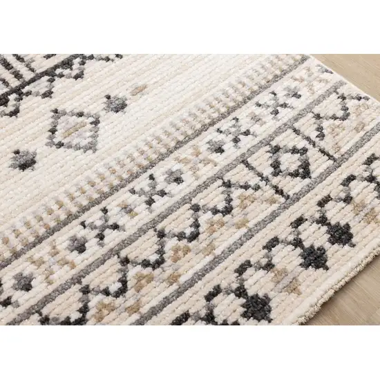 Cream And Black Tribal Area Rug Photo 7