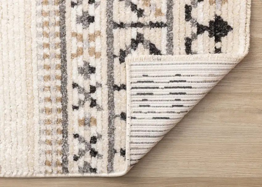 Cream And Black Tribal Area Rug Photo 9