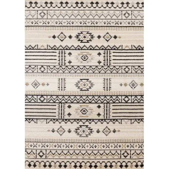 Cream And Black Tribal Area Rug Photo 4