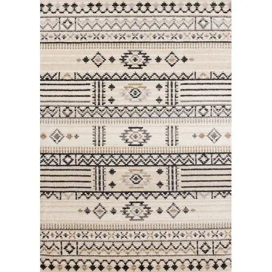 Cream And Black Tribal Area Rug Photo 2