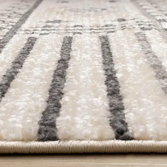 Cream And Black Tribal Area Rug Photo 8