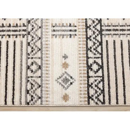 Cream And Black Tribal Area Rug Photo 9