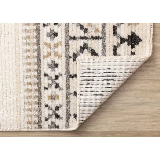 Cream And Black Tribal Area Rug Photo 8