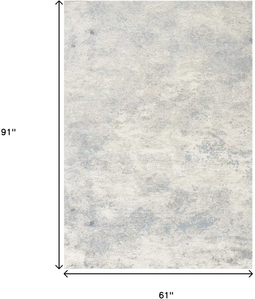 Cream And Blue Abstract Area Rug Photo 3