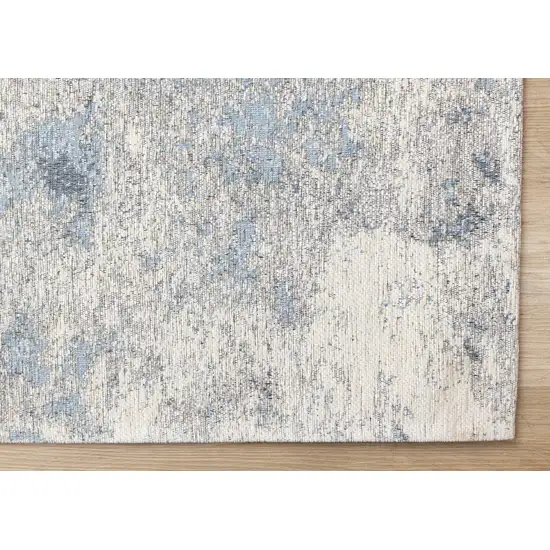 Cream And Blue Abstract Area Rug Photo 7