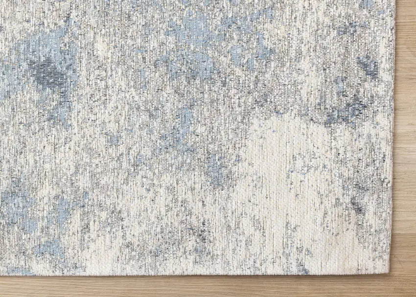 Cream And Blue Abstract Area Rug Photo 7