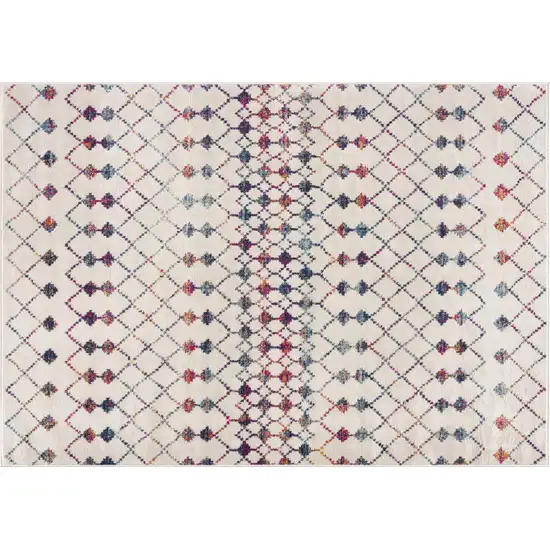 Cream And Blue Abstract Area Rug Photo 2