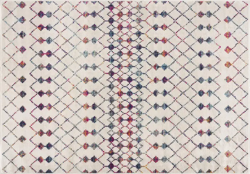 Cream And Blue Abstract Area Rug Photo 2