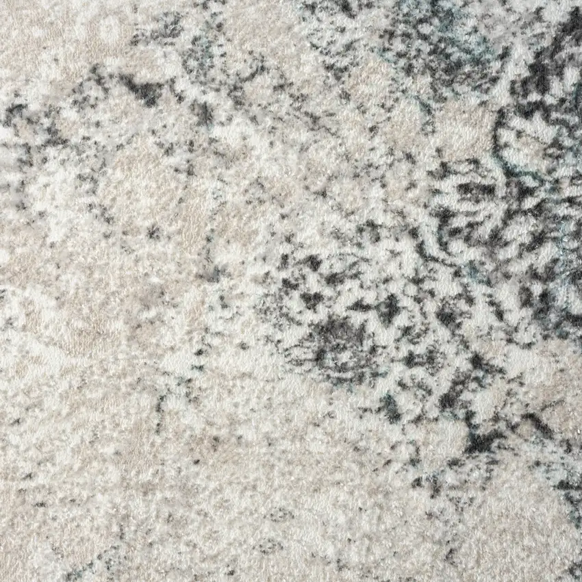 Cream And Blue Damask Area Rug Photo 8