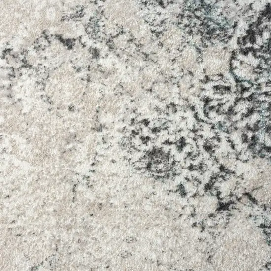 Cream And Blue Damask Area Rug Photo 9