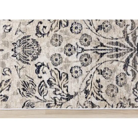 Cream And Blue Floral Medallion Area Rug Photo 9