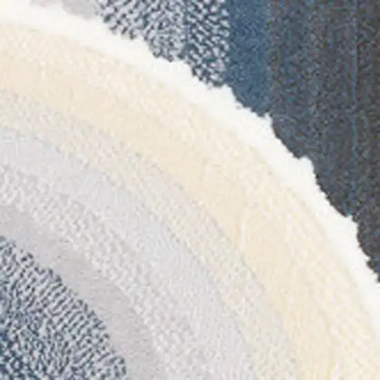 Cream And Blue Geometric Area Rug Photo 4