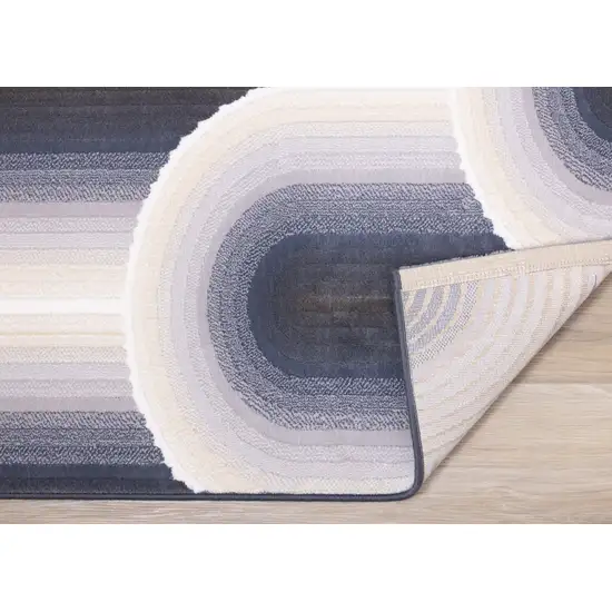 Cream And Blue Geometric Area Rug Photo 9