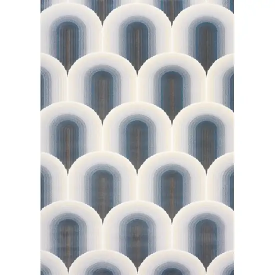 Cream And Blue Geometric Area Rug Photo 2