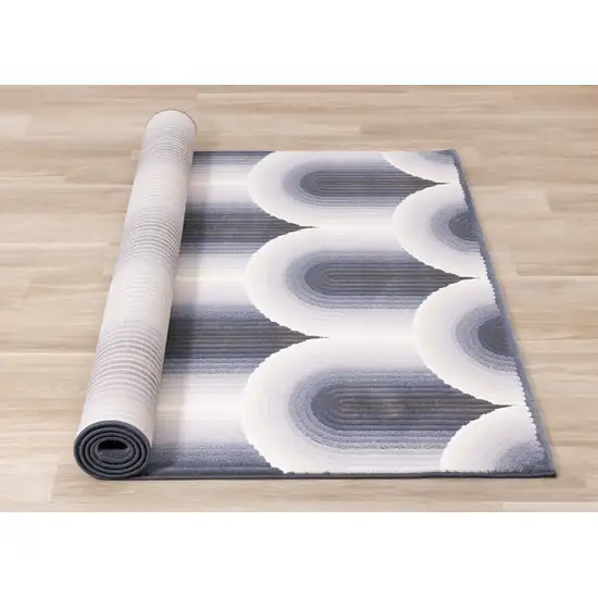 Cream And Blue Geometric Area Rug Photo 9