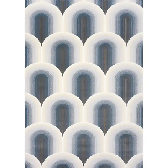 Cream And Blue Geometric Area Rug Photo 4