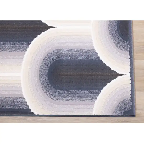 Cream And Blue Geometric Area Rug Photo 8