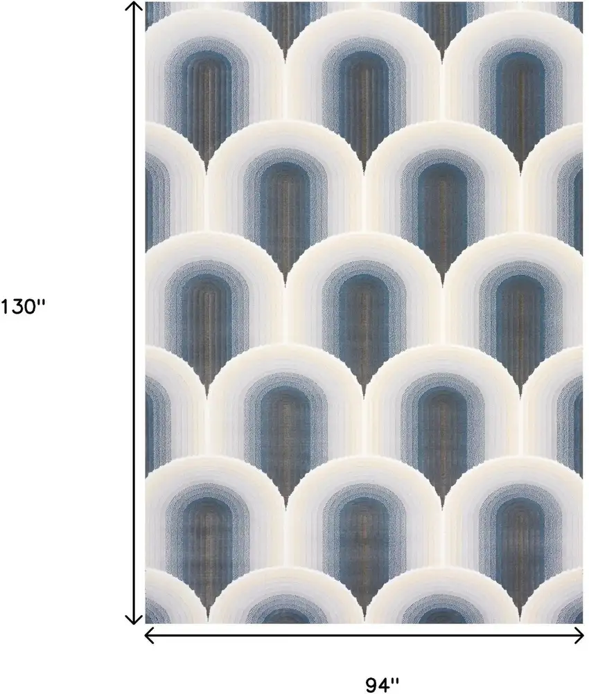 Cream And Blue Geometric Area Rug Photo 3